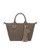 Bolso shopper trenzado con borla multicolor