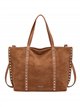 Bolso shopper amplio efecto ante con tachuelas