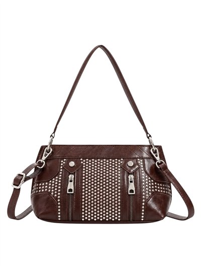 Borsa a tracolla con borchie e cerniere
