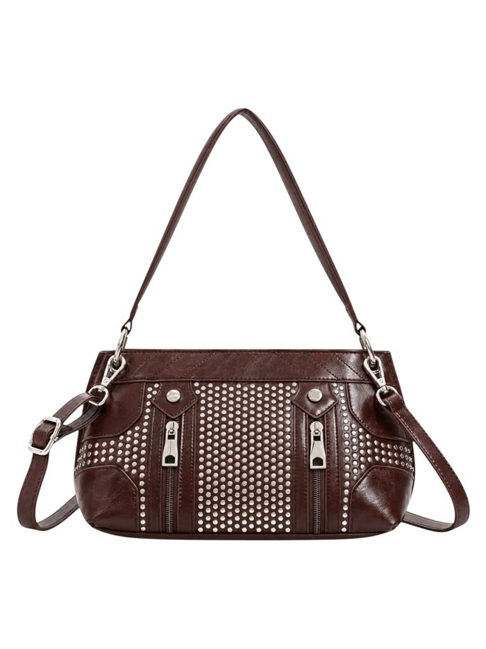 Borsa a tracolla con borchie e cerniere