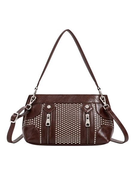Borsa a tracolla con borchie e cerniere