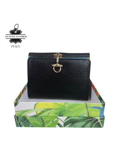Cartera pequeña de piel con cierre metálico