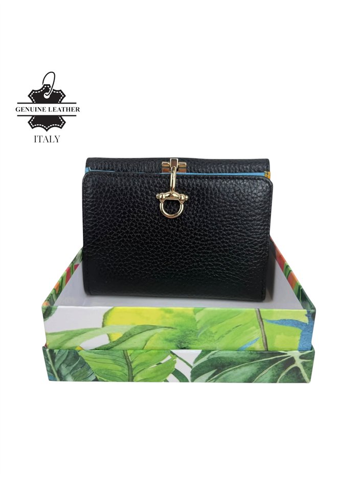 Cartera pequeña de piel con cierre metálico