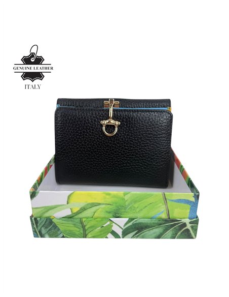Cartera pequeña de piel con cierre metálico