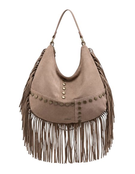 Hobo-Tasche mit langen Fransen und Nieten