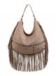 Hobo-Tasche mit langen Fransen und Nieten