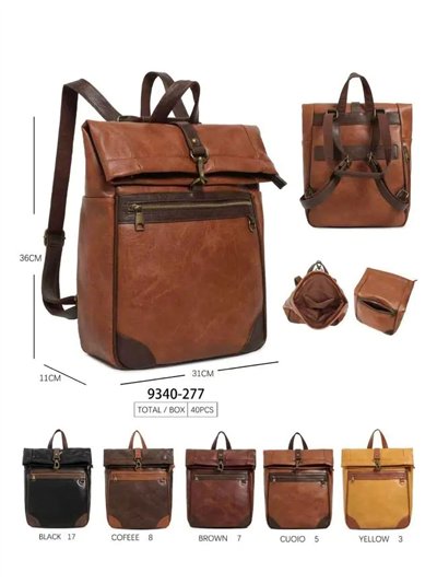 Mochila urbana efecto piel con solapa enrollable 2