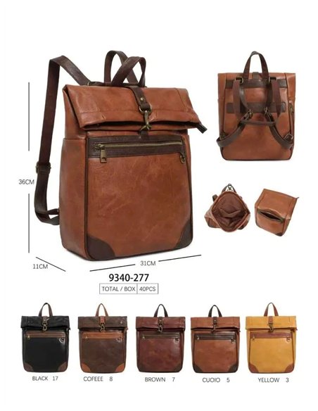 Mochila urbana efecto piel con solapa enrollable