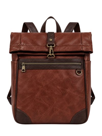 Mochila urbana efecto piel con solapa enrollable