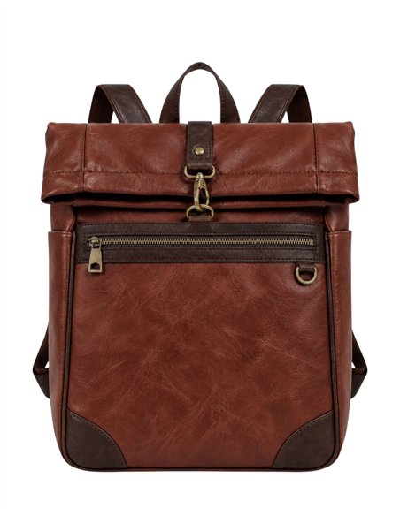 Mochila urbana efecto piel con solapa enrollable