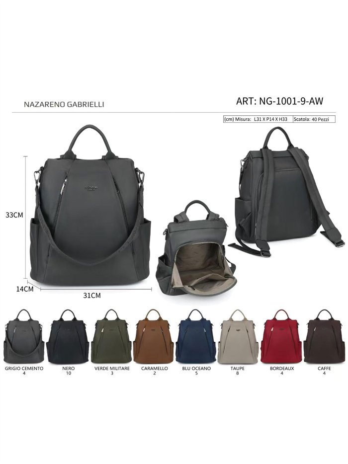 Zaino antifurto in nylon con tasca frontale