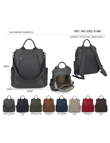 Zaino antifurto in nylon con tasca frontale