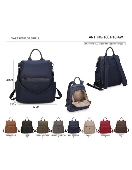 Diebstahlsicherer Nylon-Rucksack mit Vordertasche
