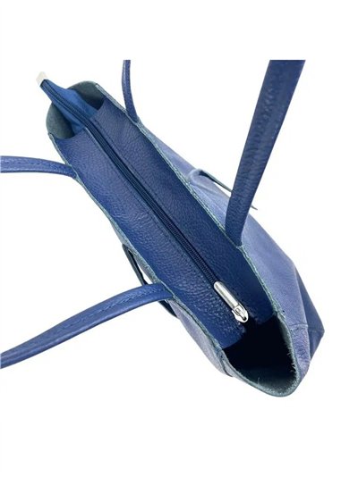 Borsa shopper in pelle italiana con manici lunghi 2