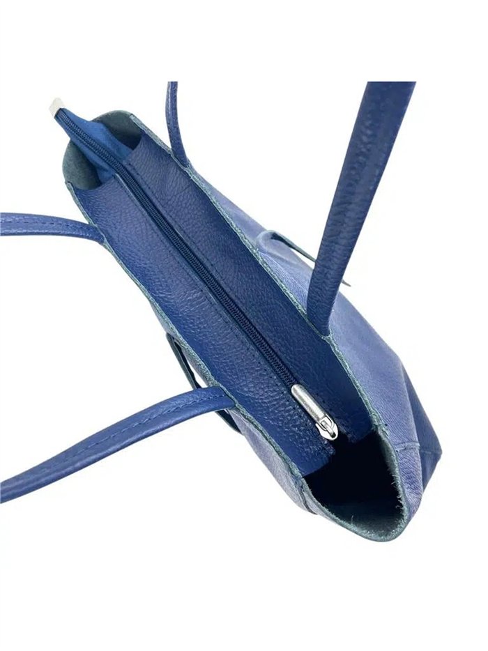 Borsa shopper in pelle italiana con manici lunghi