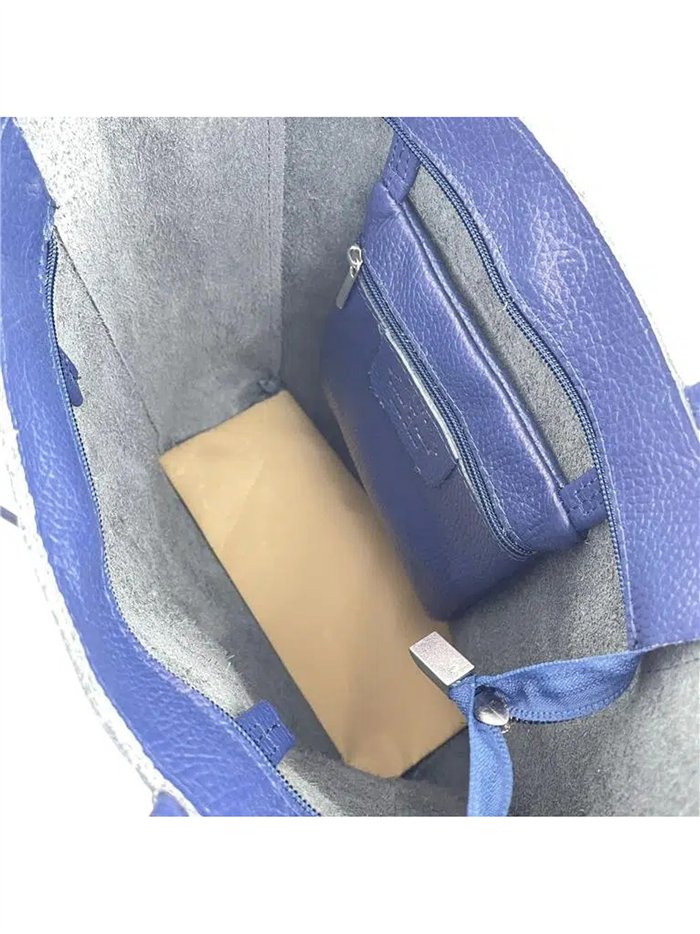 Borsa shopper in pelle italiana con manici lunghi