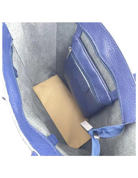 Borsa shopper in pelle italiana con manici lunghi