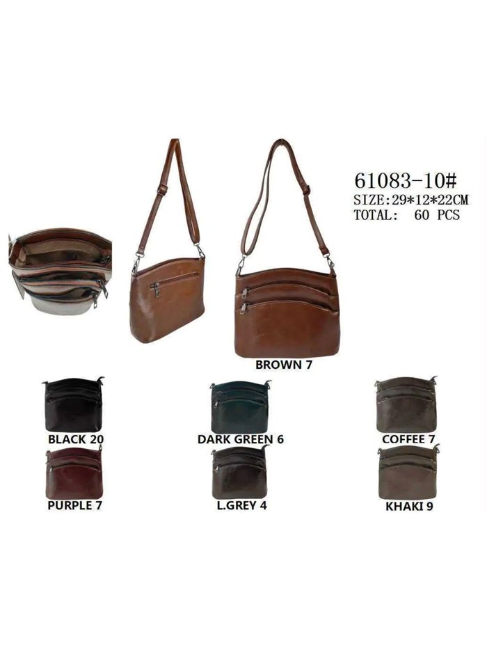 Bolso bandolera multicompartimento con bolsillos de cremallera