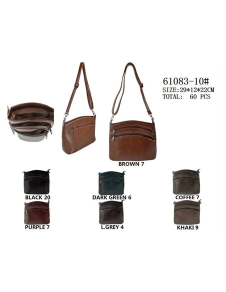 Bolso bandolera multicompartimento con bolsillos de cremallera