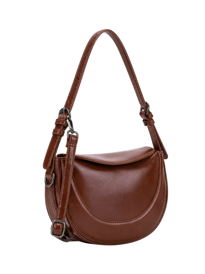 Bolso bandolera charol media luna