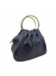 Mini bolso de mano de piel con asas circulares y cadena dorada