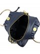 Mini bolso de mano de piel con asas circulares y cadena dorada
