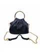 Mini bolso de mano de piel con asas circulares y cadena dorada