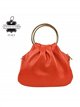 Mini bolso de mano de piel con asas circulares y cadena dorada