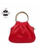 Mini bolso de mano de piel con asas circulares y cadena dorada