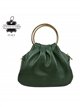 Mini bolso de mano de piel con asas circulares y cadena dorada