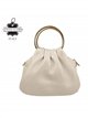 Mini bolso de mano de piel con asas circulares y cadena dorada