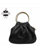 Mini bolso de mano de piel con asas circulares y cadena dorada