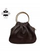 Mini bolso de mano de piel con asas circulares y cadena dorada