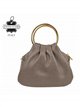 Mini bolso de mano de piel con asas circulares y cadena dorada