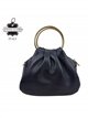 Mini bolso de mano de piel con asas circulares y cadena dorada