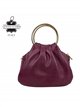 Mini bolso de mano de piel con asas circulares y cadena dorada