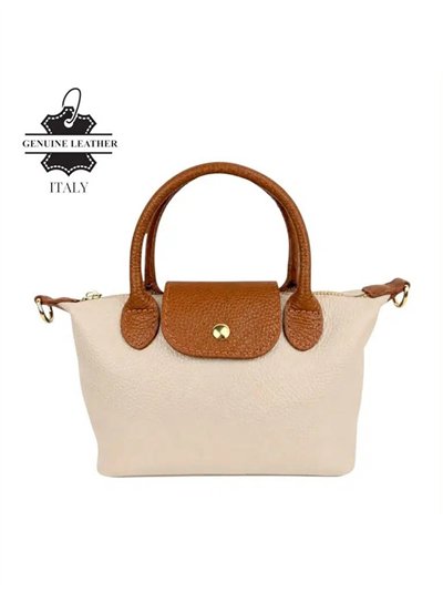 Bolso de mano bicolor de piel con mini solapa