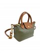 Bolso de mano bicolor de piel con mini solapa