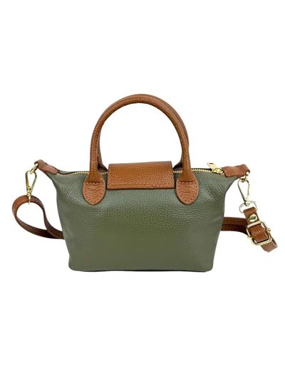 Bolso de mano bicolor de piel con mini solapa 2