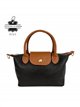 Bolso de mano bicolor de piel con mini solapa