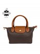 Bolso de mano bicolor de piel con mini solapa