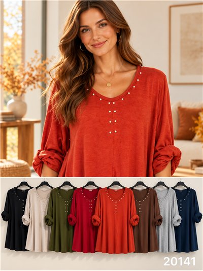 Camisa de malha plus size com tachas 2