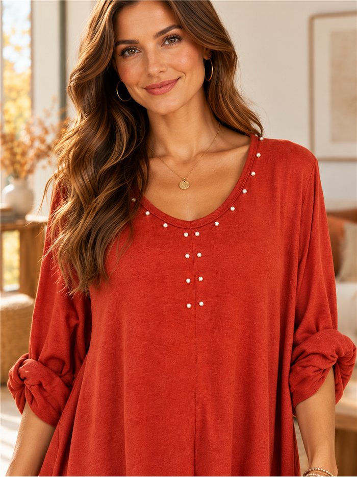 Camisa de malha plus size com tachas