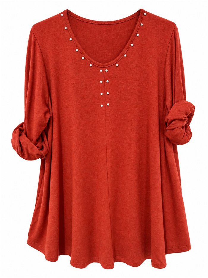 Camisa de malha plus size com tachas