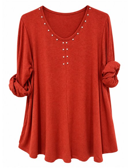 Camisa de malha plus size com tachas