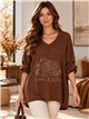 Suéter canelado oversized com cisne de strass