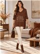 Suéter canelado oversized com cisne de strass