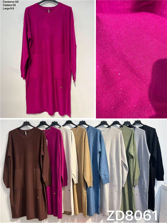 Robe en maille fine avec sequins et poches