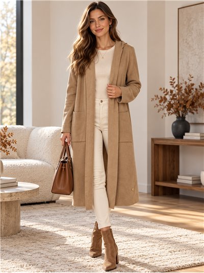 Cardigan lungo con cappuccio