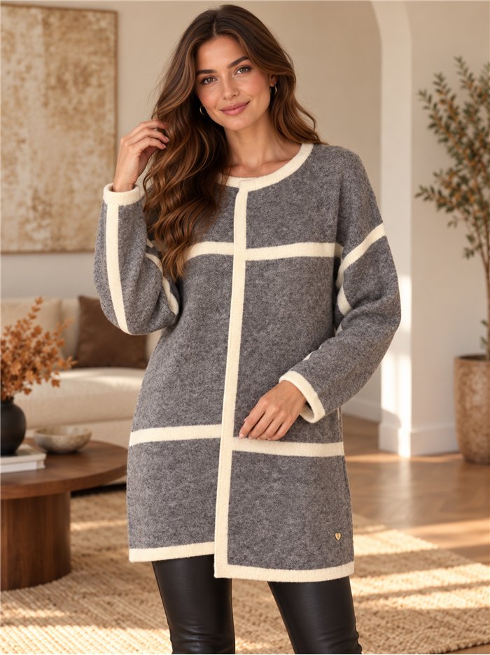 Cardigan a righe a contrasto